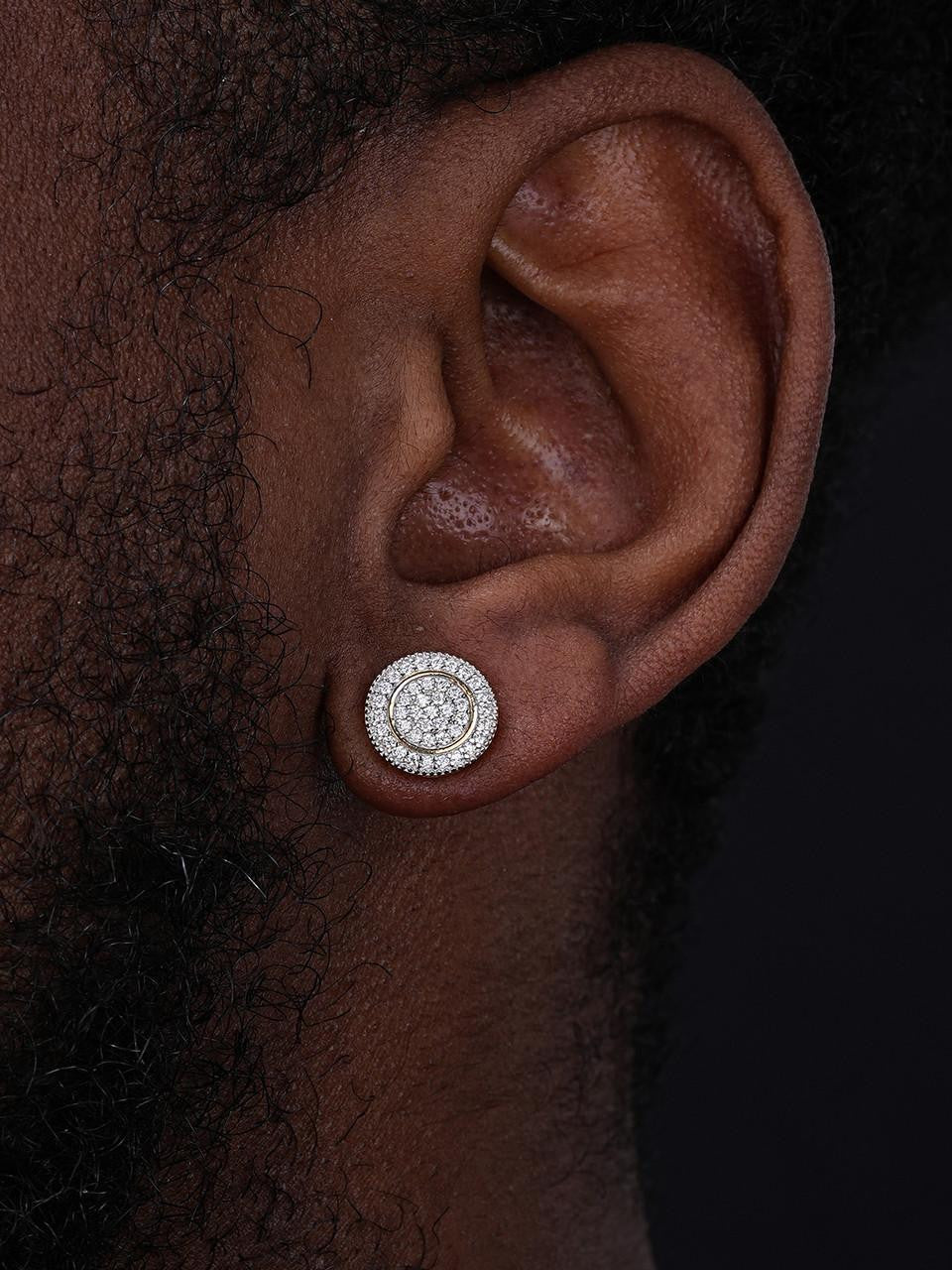 HarlemBling MOISSANITE Round Classic Iced Out Earrings - 14k Gold Vermeil 925 Silver - 11mm