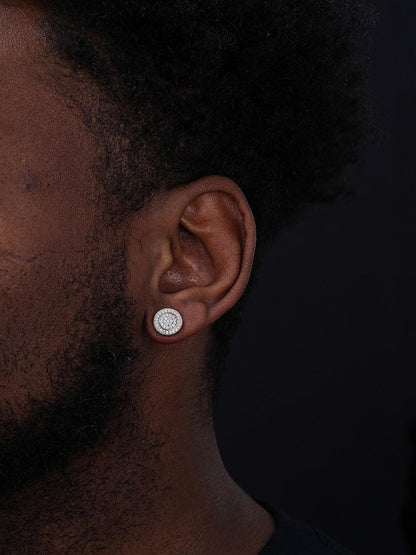 HarlemBling MOISSANITE Round Classic Iced Out Earrings - 14k Gold Vermeil 925 Silver - 11mm