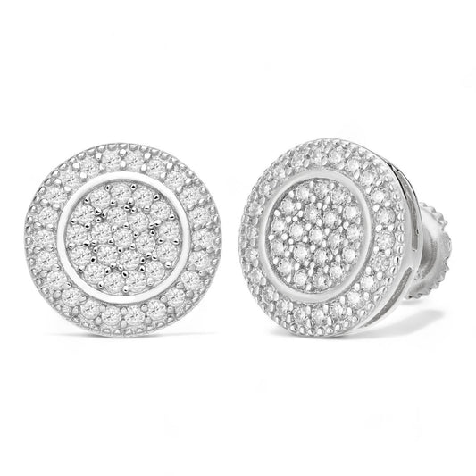HarlemBling MOISSANITE Round Classic Iced Out Earrings - 925 Silver - 11mm