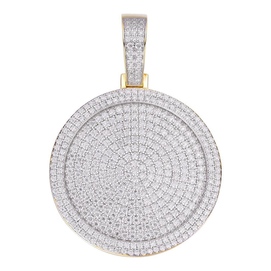 HarlemBling MOISSANITE Round Rapper Medallion Iced Out Pendant - 14k Gold Vermeil 925 Silver - 3 Sizes 1.25"-2.75"