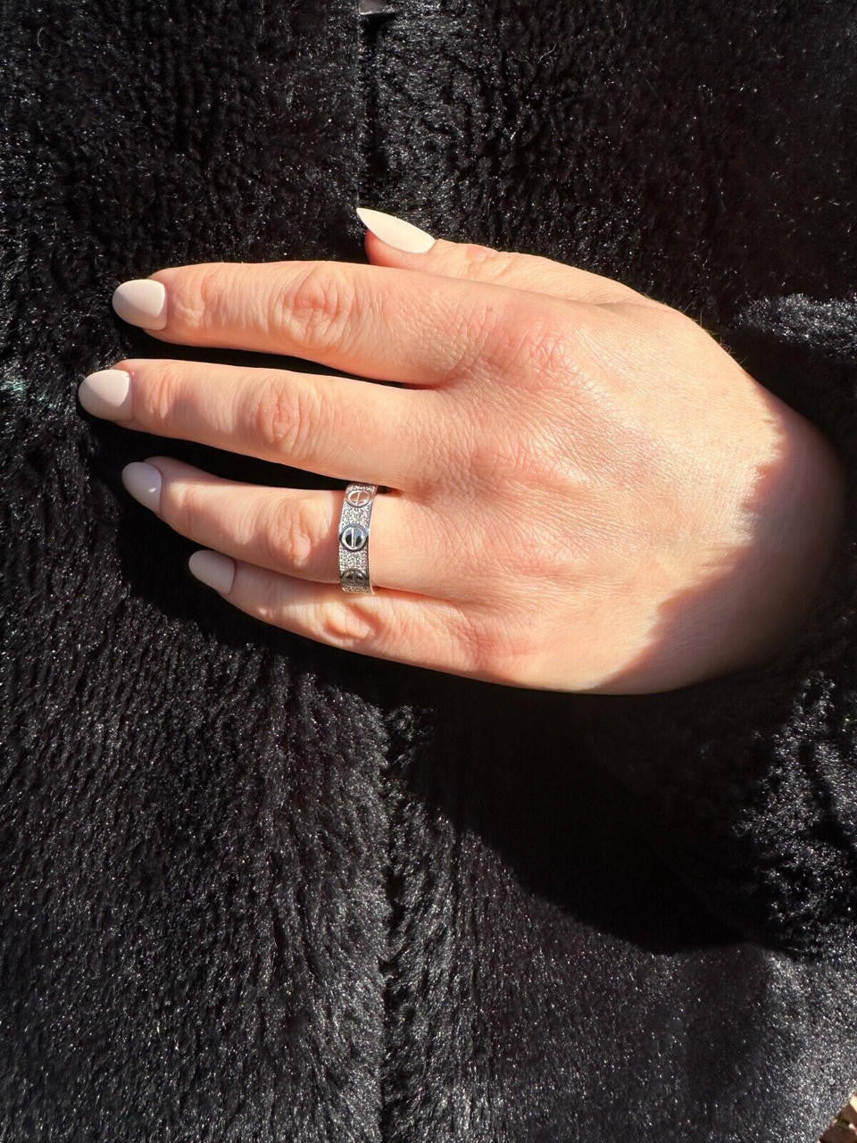 HarlemBling Moissanite "Screw" Eternity Band Wedding Love Ring Real Iced 925 Silver 5mm