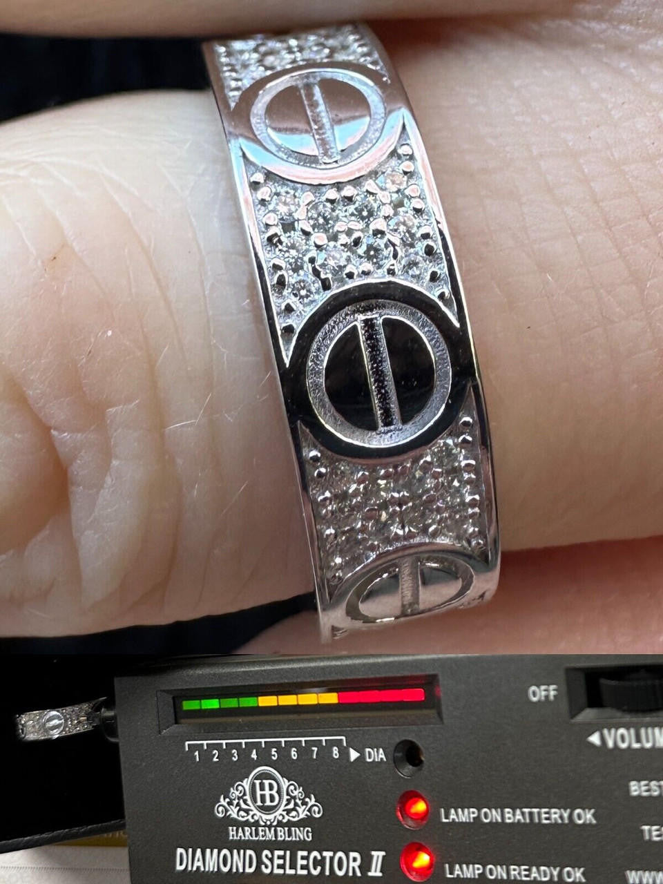 HarlemBling Moissanite "Screw" Eternity Band Wedding Love Ring Real Iced 925 Silver 5mm