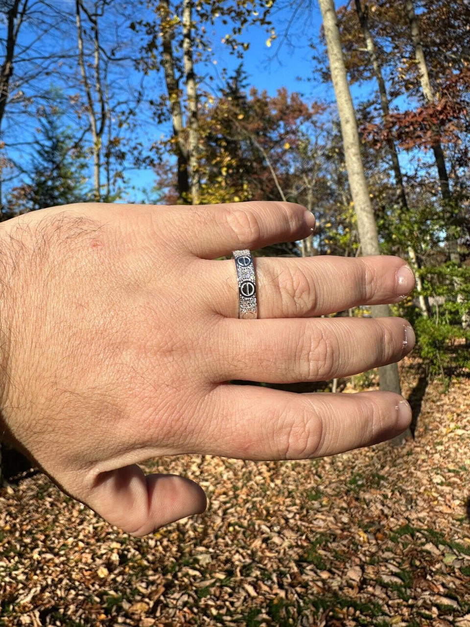 HarlemBling Moissanite "Screw" Eternity Band Wedding Love Ring Real Iced 925 Silver 5mm