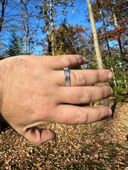 HarlemBling Moissanite "Screw" Eternity Band Wedding Love Ring Real Iced 925 Silver 5mm