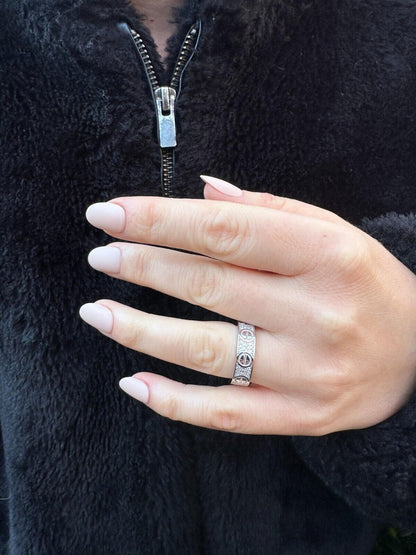 HarlemBling Moissanite "Screw" Eternity Band Wedding Love Ring Real Iced 925 Silver 5mm