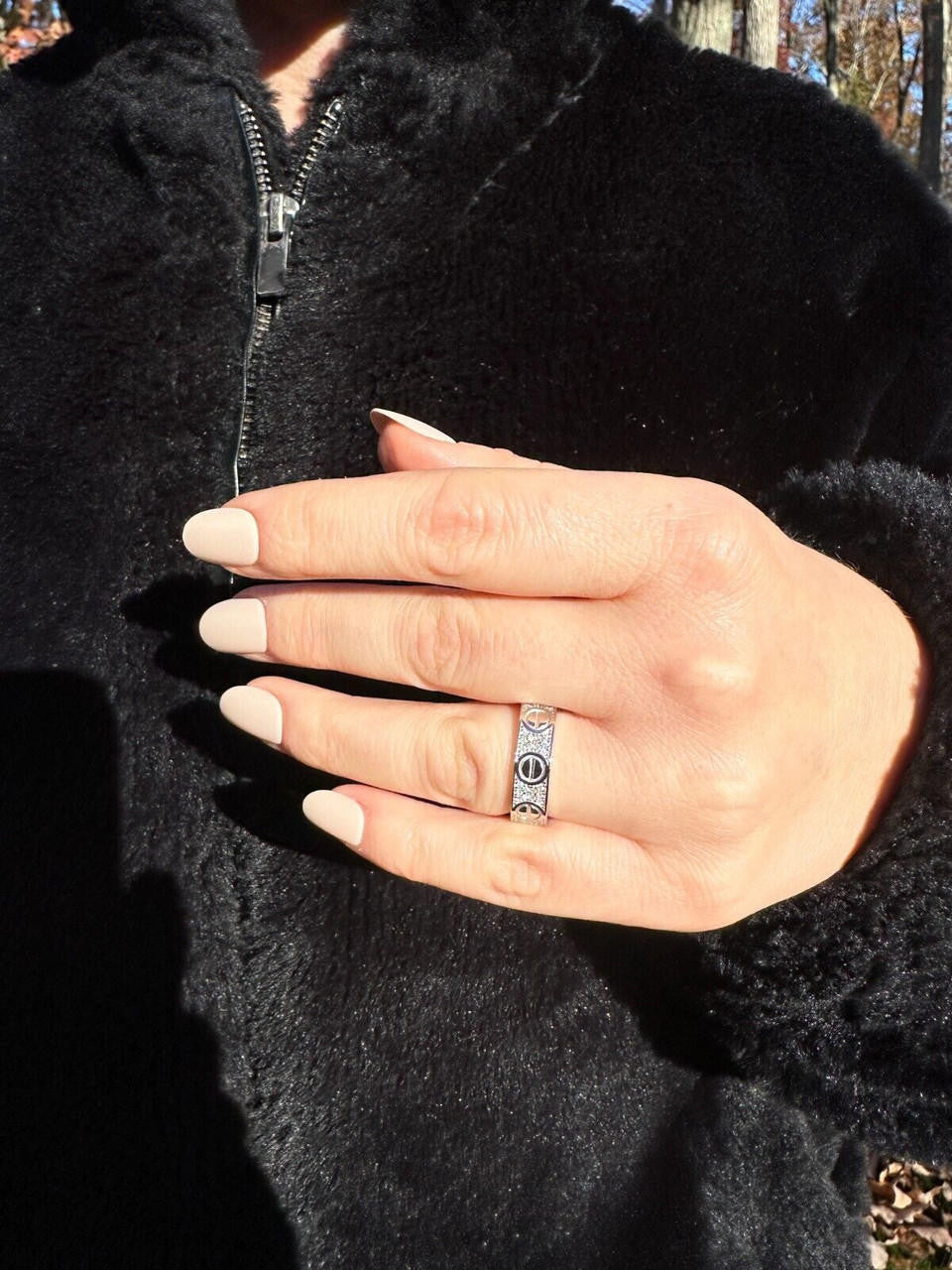 HarlemBling Moissanite "Screw" Eternity Band Wedding Love Ring Real Iced 925 Silver 5mm