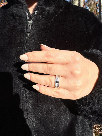 HarlemBling Moissanite "Screw" Eternity Band Wedding Love Ring Real Iced 925 Silver 5mm