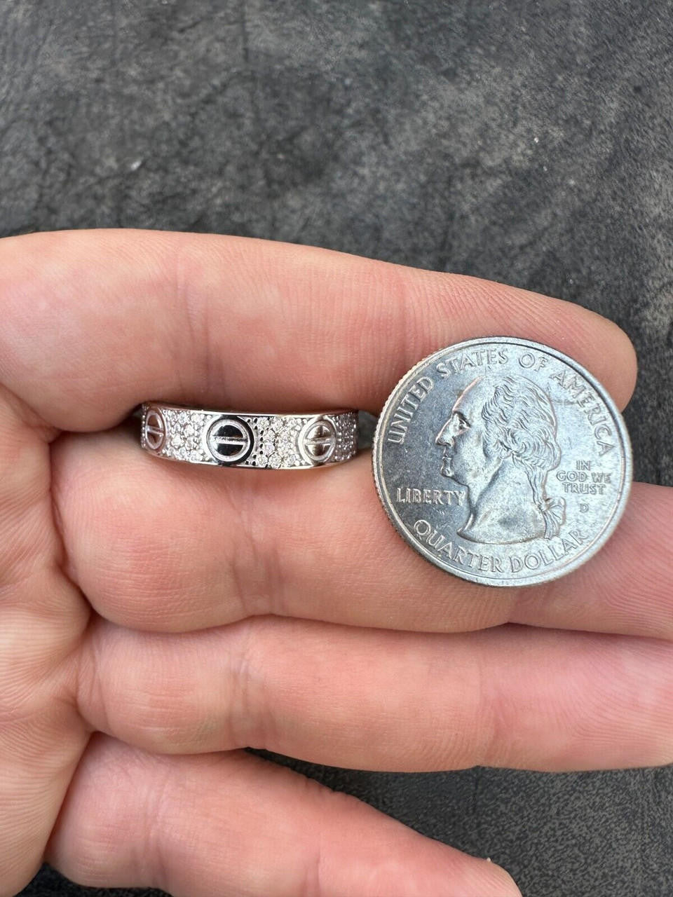 HarlemBling Moissanite "Screw" Eternity Band Wedding Love Ring Real Iced 925 Silver 5mm