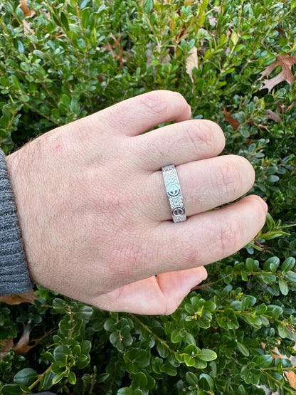 HarlemBling Moissanite "Screw" Eternity Band Wedding Love Ring Real Iced 925 Silver 5mm