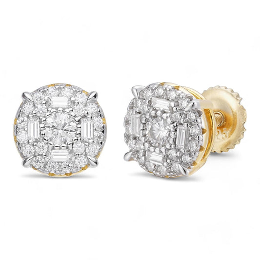HarlemBling MOISSANITE "Shine Bright Like A Diamond" Iced Out Earrings - 14k Gold Vermeil 925 Silver - 8mm