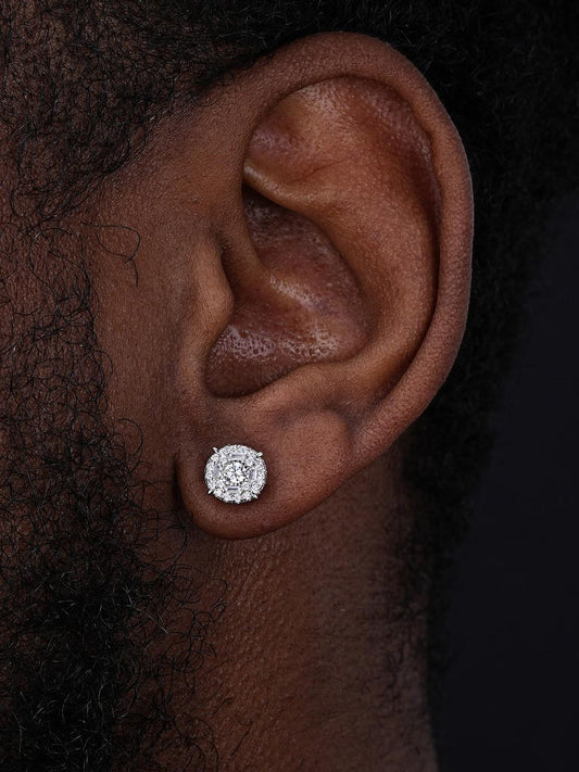 HarlemBling MOISSANITE "Shine Bright Like A Diamond" Iced Out Earrings - 925 Silver - 8mm