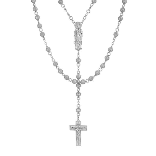 HarlemBling MOISSANITE Sinaloa Cartel Fully Iced Out Rosary Beads Necklace - 925 Silver - 6mm - 30"