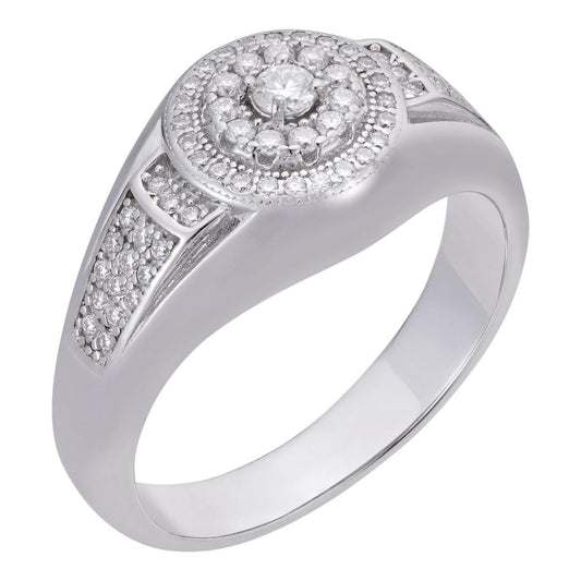HarlemBling MOISSANITE Small Classic Micropave Round Cluster Ring - 925 Silver