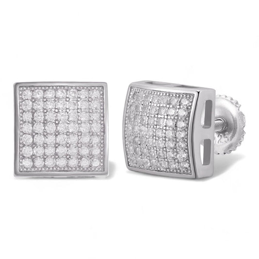 HarlemBling MOISSANITE Square Dome Hip Hop Earrings - 925 Silver - 9mm