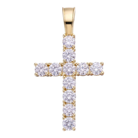 HarlemBling MOISSANITE Tennis Cross - 14k Gold Vermeil 925 Silver - 5 Sizes 0.75"-2.25"