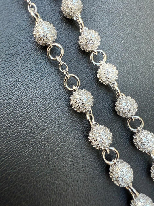 HarlemBling MOISSANITE The Vatican Fully Iced Out Rosary Beads Necklace - 925 Silver - 4mm - 30"