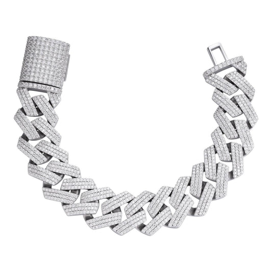 HarlemBling MOISSANITE Thick KILO Miami Cuban Link Prong Bracelet Iced Out - 925 Silver - 22mm - 7.5-8.5"