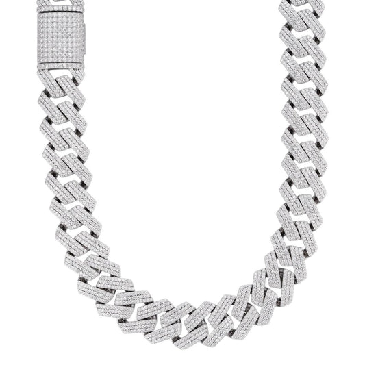 HarlemBling MOISSANITE Thick KILO Miami Cuban Link Prong Chain Necklace Iced Out - 925 Silver - 22mm - 16-30"