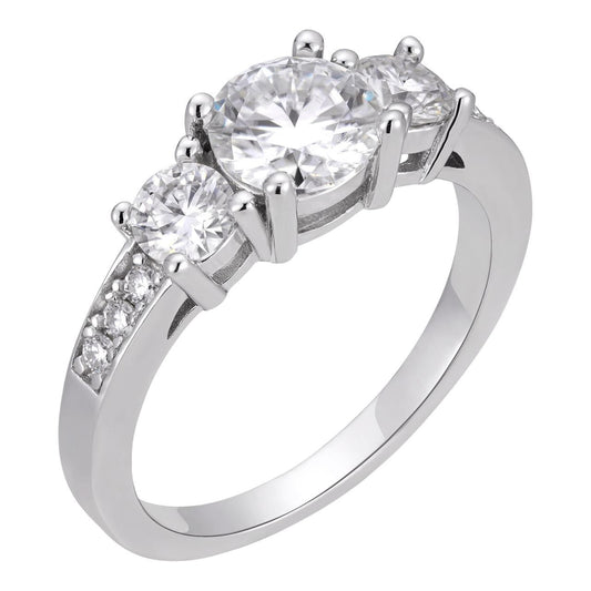 HarlemBling MOISSANITE Three Stone Past Present & Future Engagement Ring - 925 Silver - 1.7ct TW