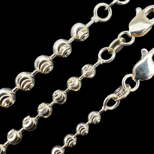 HarlemBling Moon Cut Beaded Ball Chain Necklace -���14k Yellow Gold - 18"-30" -���2.5mm-4mm