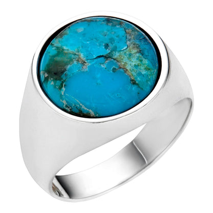 HarlemBling Native American Classic Ring - 925 Silver - Genuine Blue Turquoise Stone