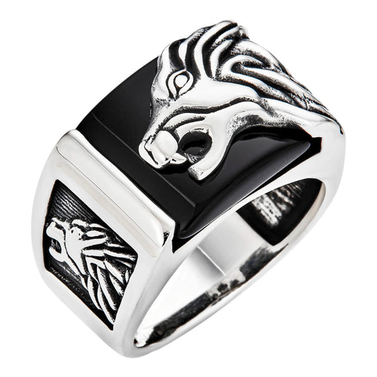 HarlemBling Nothern Spirits Wolf Ring - 925 Silver Oxidized - Plain