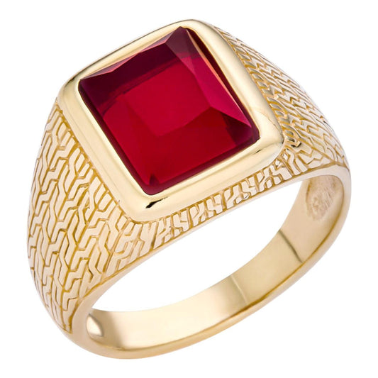 HarlemBling NYC Blood Ring - 14k Gold Vermeil 925 Silver - Red CZ Stone