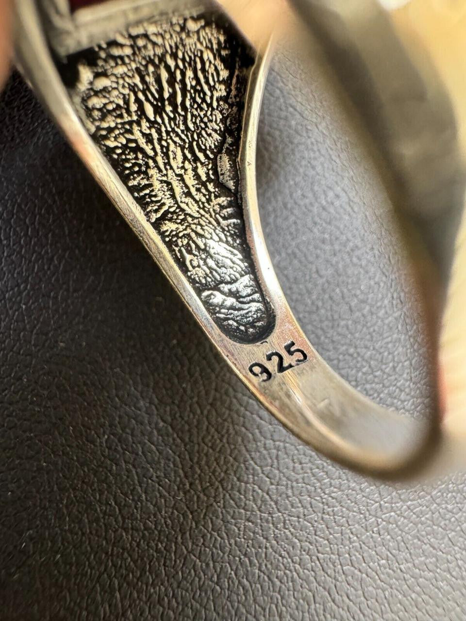 HarlemBling NYC Natural Blood Ring - 925 Silver Oxidized - Genuine Red Ruby Stone