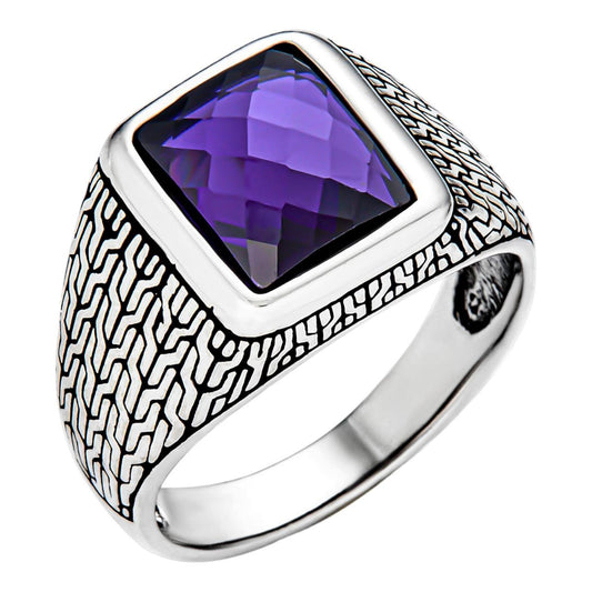 HarlemBling NYC Purple Haze Ring - 925 Silver Oxidized - Purple CZ Stone