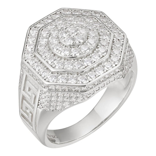 HarlemBling Octagonal Greek Gods Iced Out Ring - 925 Silver - CZ Stones