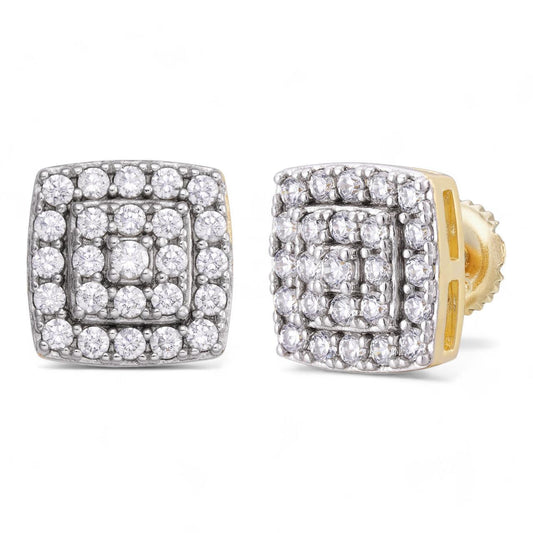 HarlemBling OG Rapper Classic Iced Out Earrings - 14k Gold Vermeil 925 Silver - CZ Stones - 10mm
