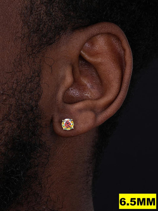 HarlemBling Opal MOISSANITE Solitaire Stud Earrings - 14k Gold Vermeil 925 Silver - 3mm-8mm - 0.2-4ct