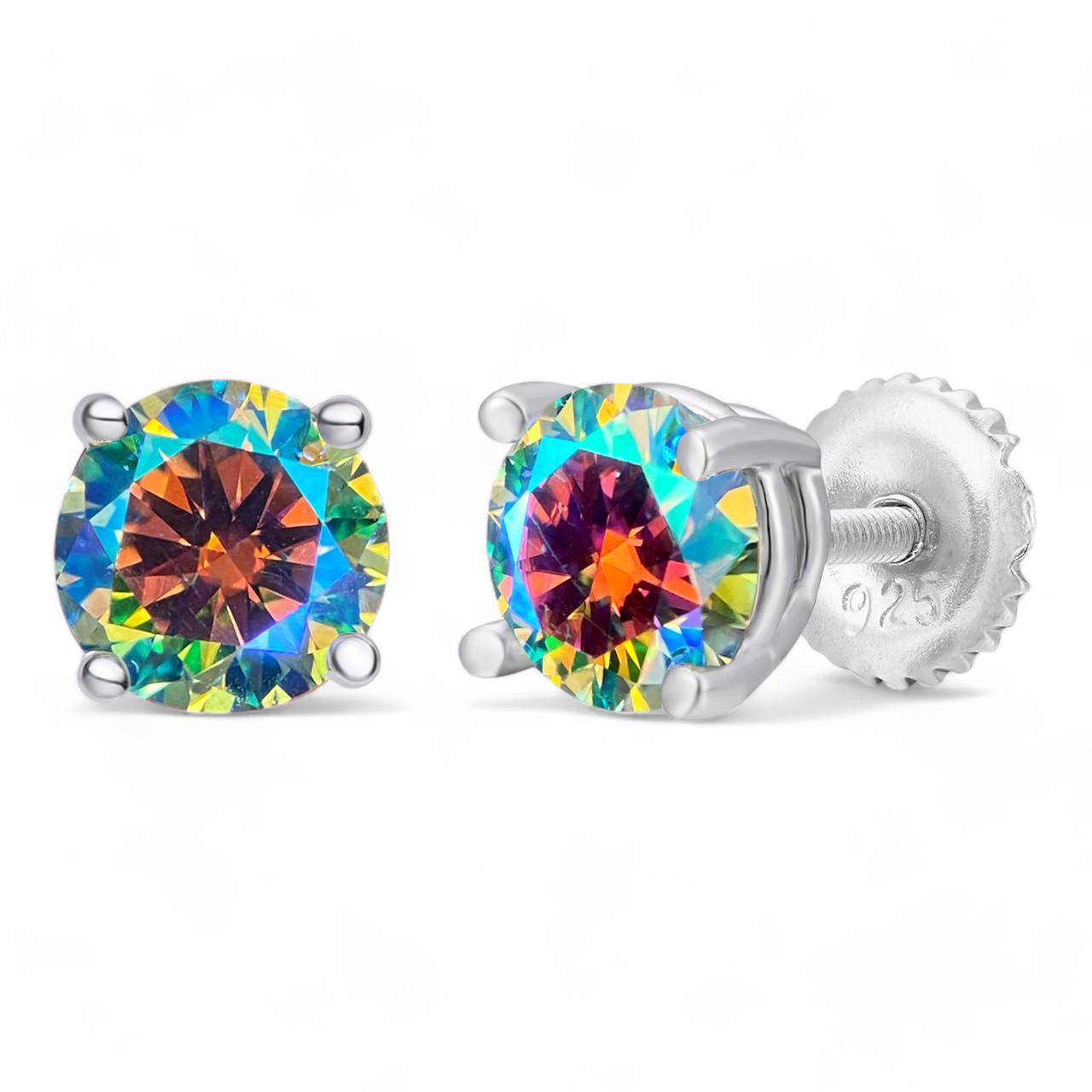 HarlemBling Opal MOISSANITE Solitaire Stud Earrings - 925 Silver - 3mm-8mm - 0.2-4ct