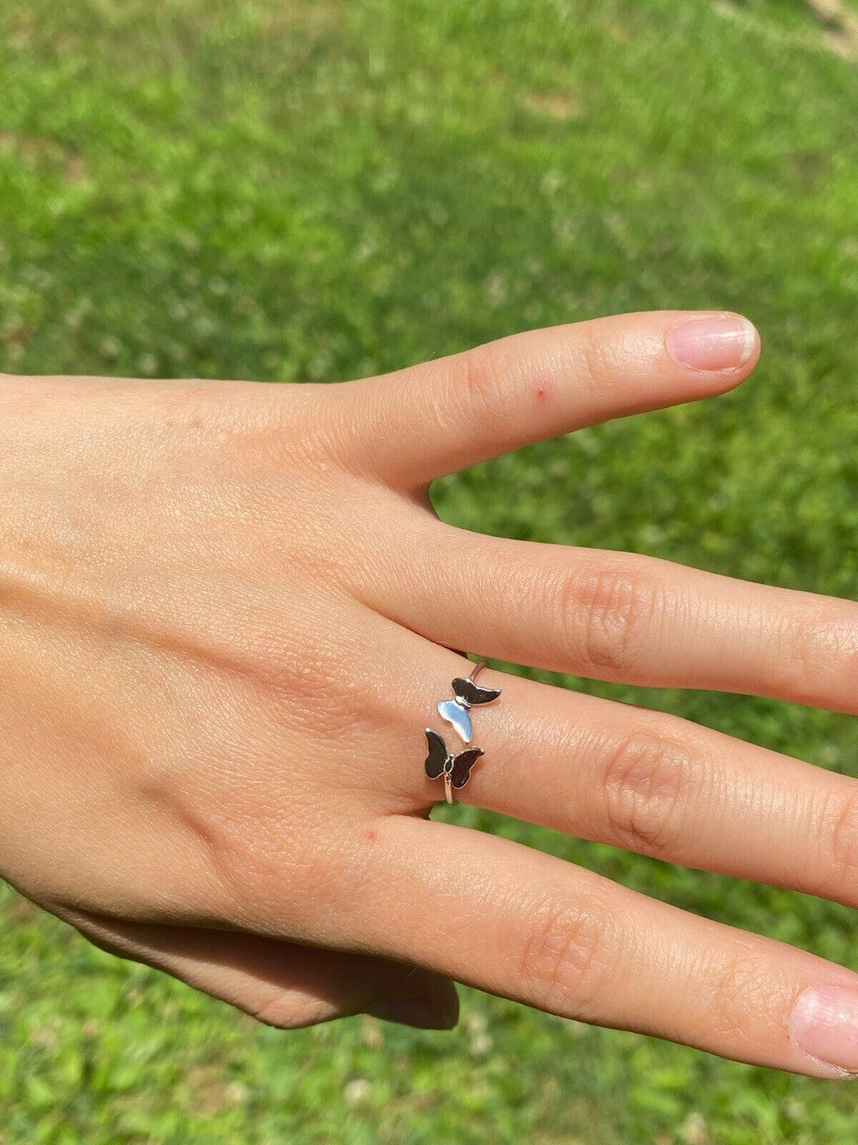 HarlemBling Open Butterfly Ring 925 Sterling Silver Or Yellow Rose Gold Finish Girls Ladies