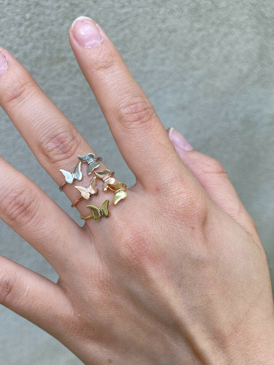 HarlemBling Open Butterfly Ring 925 Sterling Silver Or Yellow Rose Gold Finish Girls Ladies