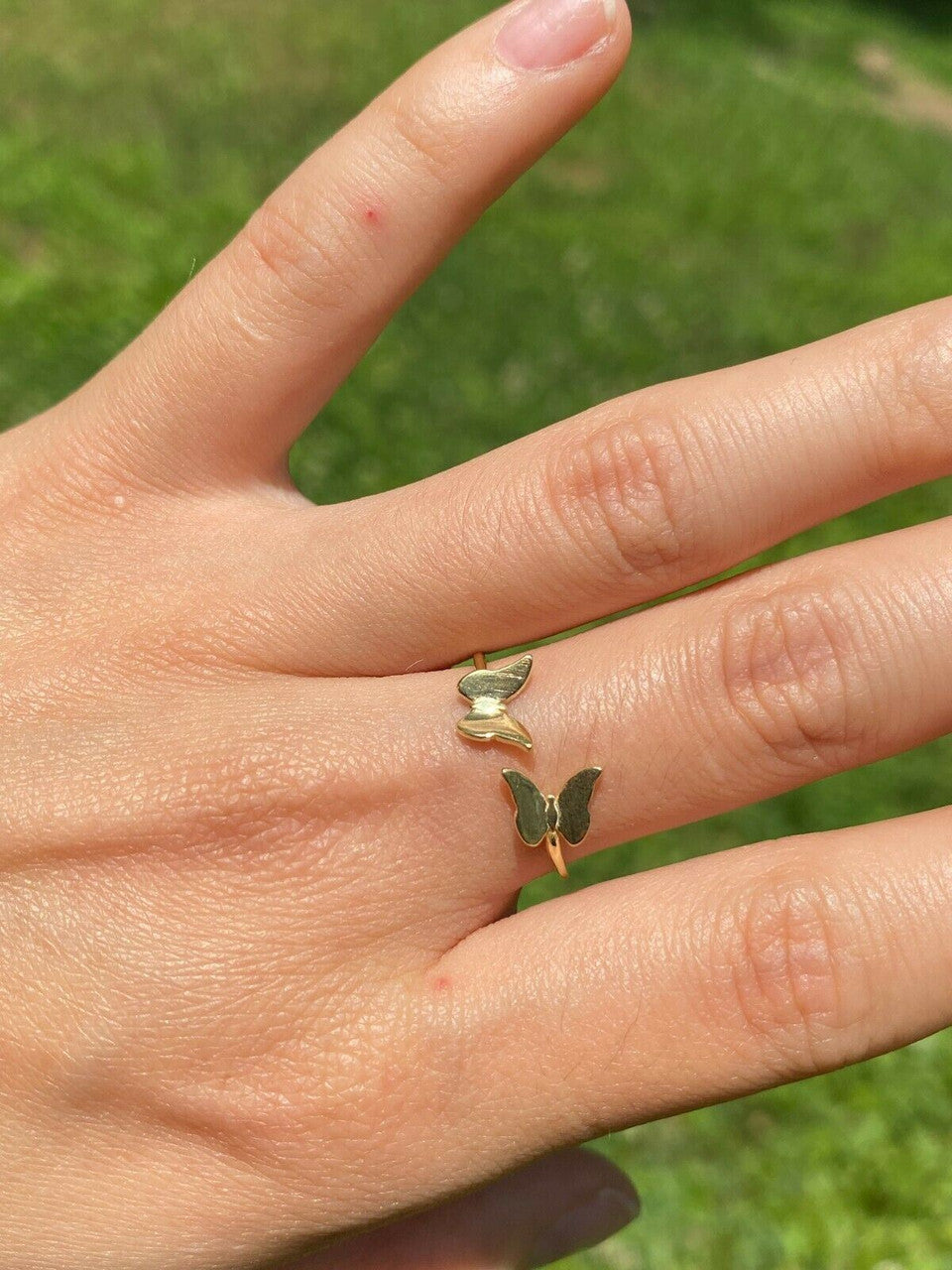 HarlemBling Open Butterfly Ring 925 Sterling Silver Or Yellow Rose Gold Finish Girls Ladies