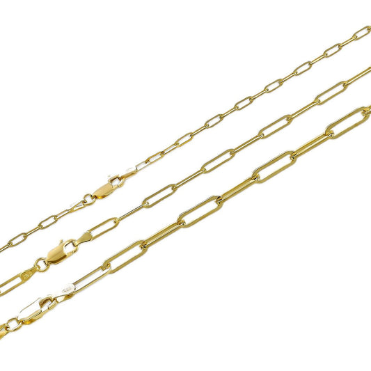 HarlemBling Paperclip Chain Necklace - 14k Gold Vermeil 925 Sterling Silver - 14"-24" - 2.5mm-4mm