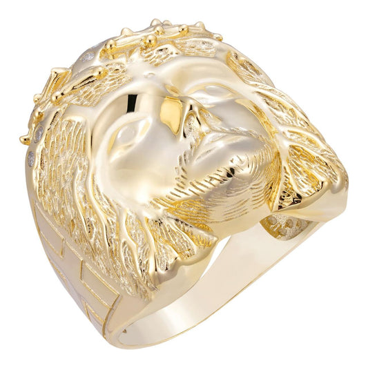 HarlemBling Passion Of The Christ - Jesus Ring - 14k Gold Vermeil 925 Silver - CZ Stones