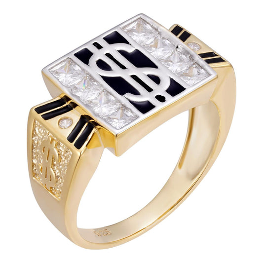 HarlemBling PIMP Money Ring - 14k Gold Vermeil 925 Silver - CZ Stones