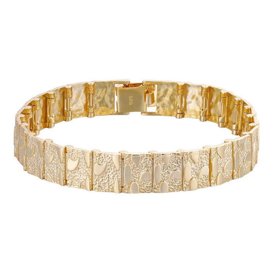 HarlemBling Plain Classic Nugget Bracelet - 14k Gold Vermeil 925 Silver - 12mm-16mm - 7"-8.5"