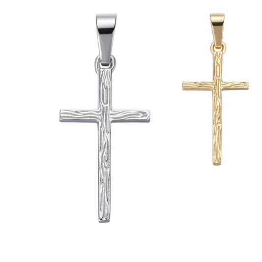 HarlemBling Plain Cross Pendant - 14k Gold Vermeil Or 925 Silver - Tiny 1"