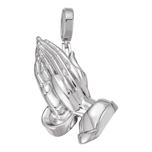 HarlemBling Praying Folded Hands Religious Pendant - 925 Silver - 3 Sizes 1.25"-2.75"