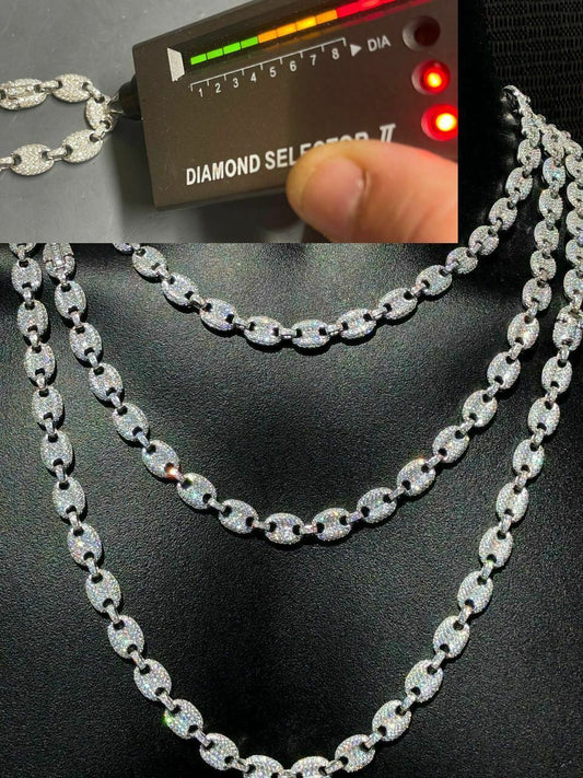 HarlemBling Puff Gucci Link Chain Out ICED Moissanite Pass Diamond Test 925 Silver 8mm Thick