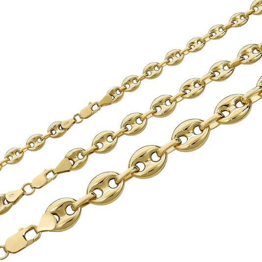 HarlemBling Puffed Gucci Necklace Or Bracelet - 14k Gold Vermeil 925 Sterling Silver - 7"-30" - 6mm-12mm