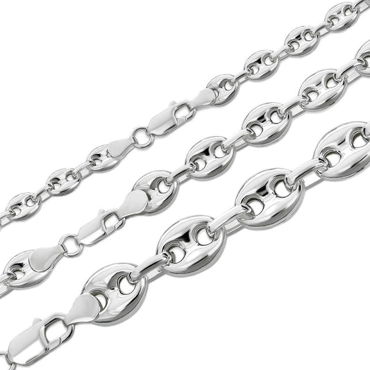 HarlemBling Puffed Gucci Necklace Or Bracelet - 925 Sterling Silver - 7"-30" - 6mm-12mm