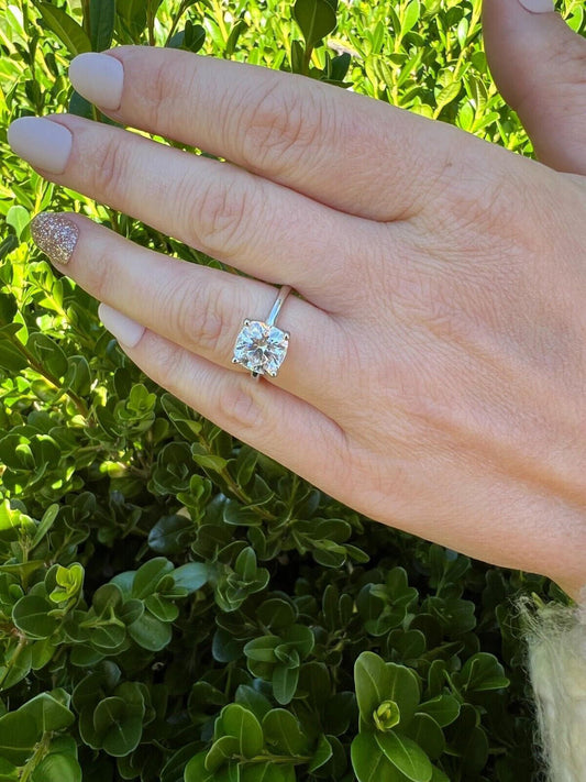 HarlemBling Real 1-3ct Real Moissanite Engagement Promise Ring Square Cushion Cut 925 Silver