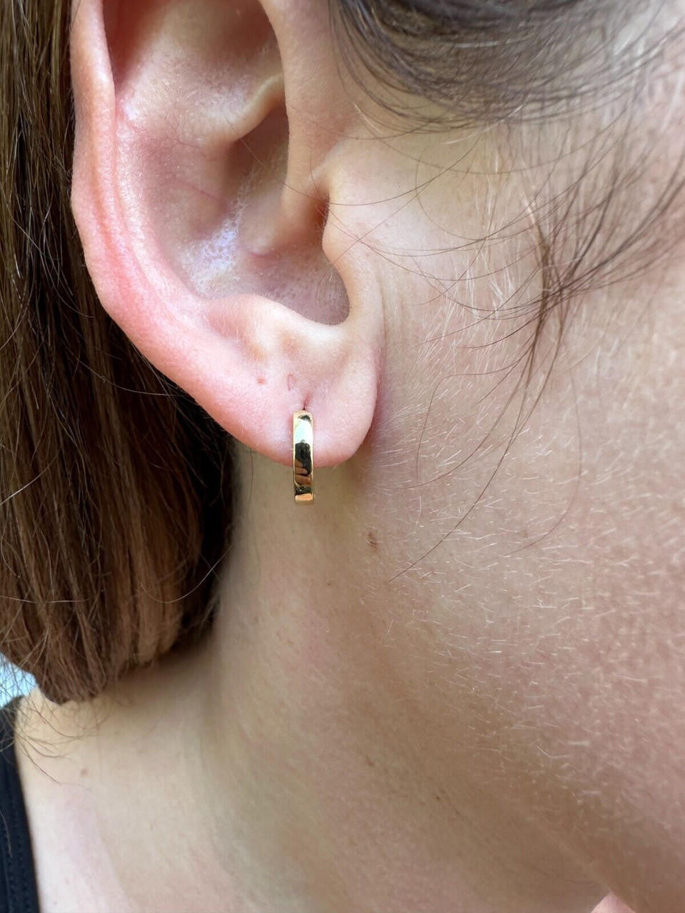 HarlemBling Real 14k Gold Vermeil 925 Silver Hoops Mens Ladies Small Huggie Earrings 12mm