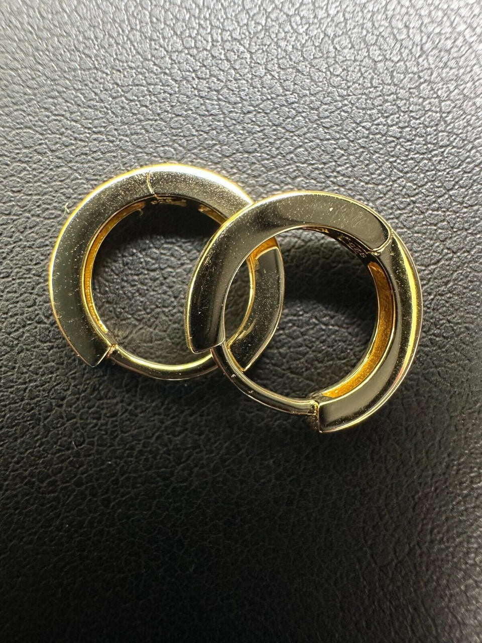 HarlemBling Real 14k Gold Vermeil 925 Silver Hoops Mens Ladies Small Huggie Earrings 12mm