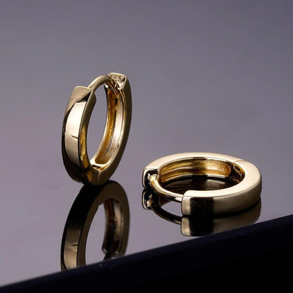 HarlemBling Real 14k Gold Vermeil 925 Silver Hoops Mens Ladies Small Huggie Earrings 12mm