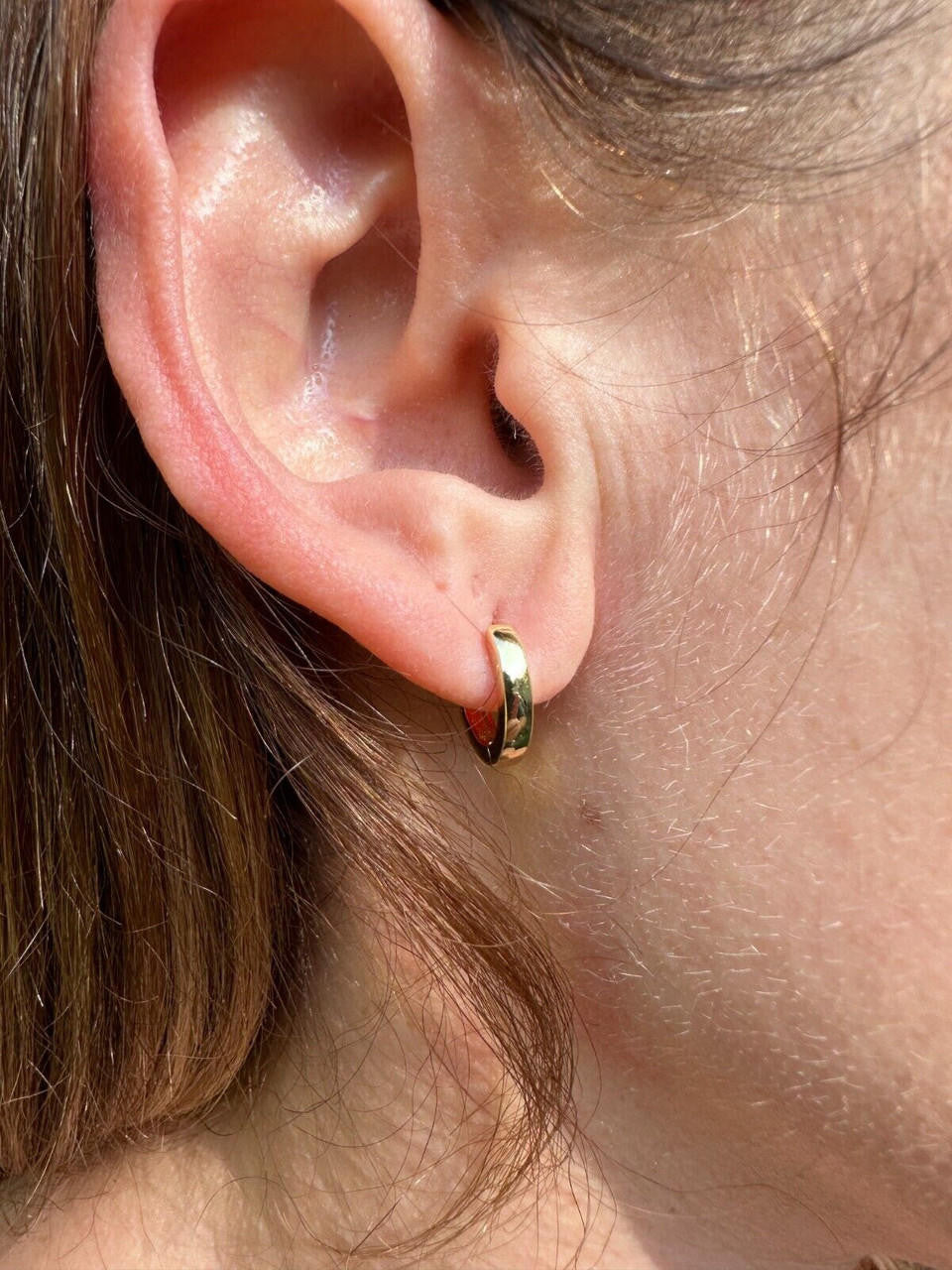 HarlemBling Real 14k Gold Vermeil 925 Silver Hoops Mens Ladies Small Huggie Earrings 12mm